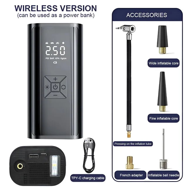 Compresor de Aire portátil, 12V 150PSI, 6000mAh