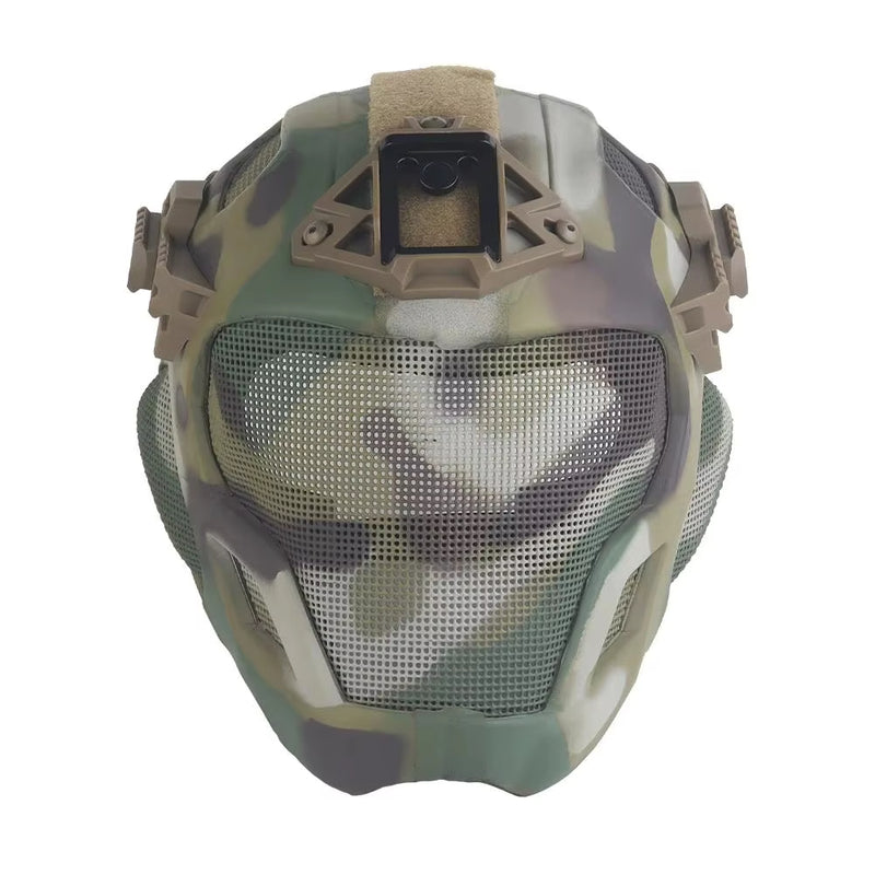 Casco táctico ligero de EVA para caza, airsoft, etc. Máscara de malla de acero incluida, ideal para cosplay.