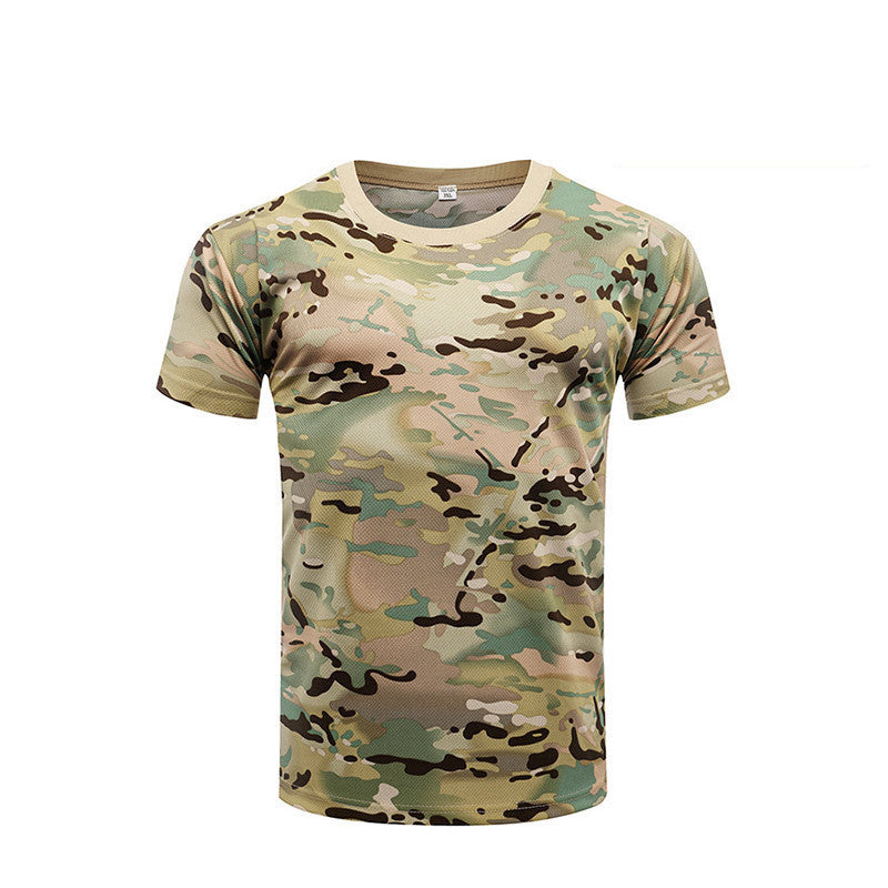 Camiseta deportiva de manga corta de camuflaje para exteriores, de secado rápido, para hombre, para entrenamiento físico al aire libre, camiseta táctica de verano