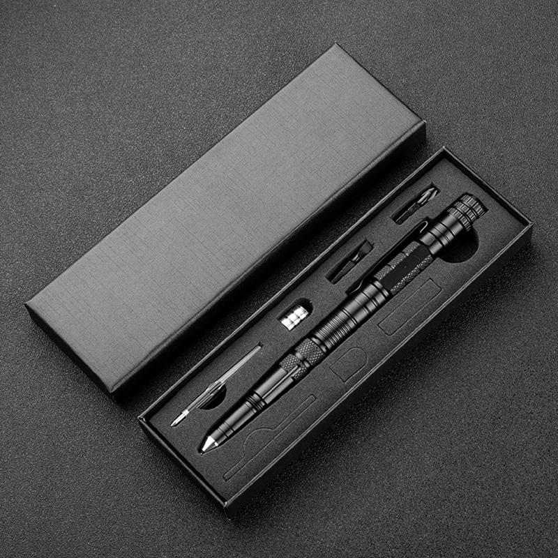 Bolígrafo táctico Multifuncional y Linterna de aluminio.