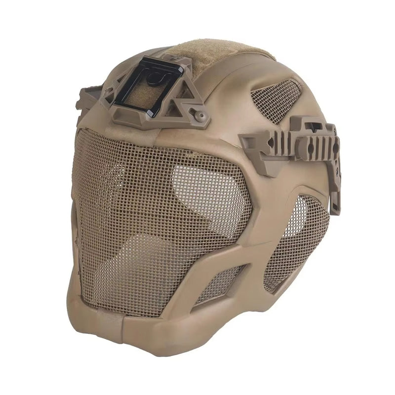 Casco táctico ligero de EVA para caza, airsoft, etc. Máscara de malla de acero incluida, ideal para cosplay.