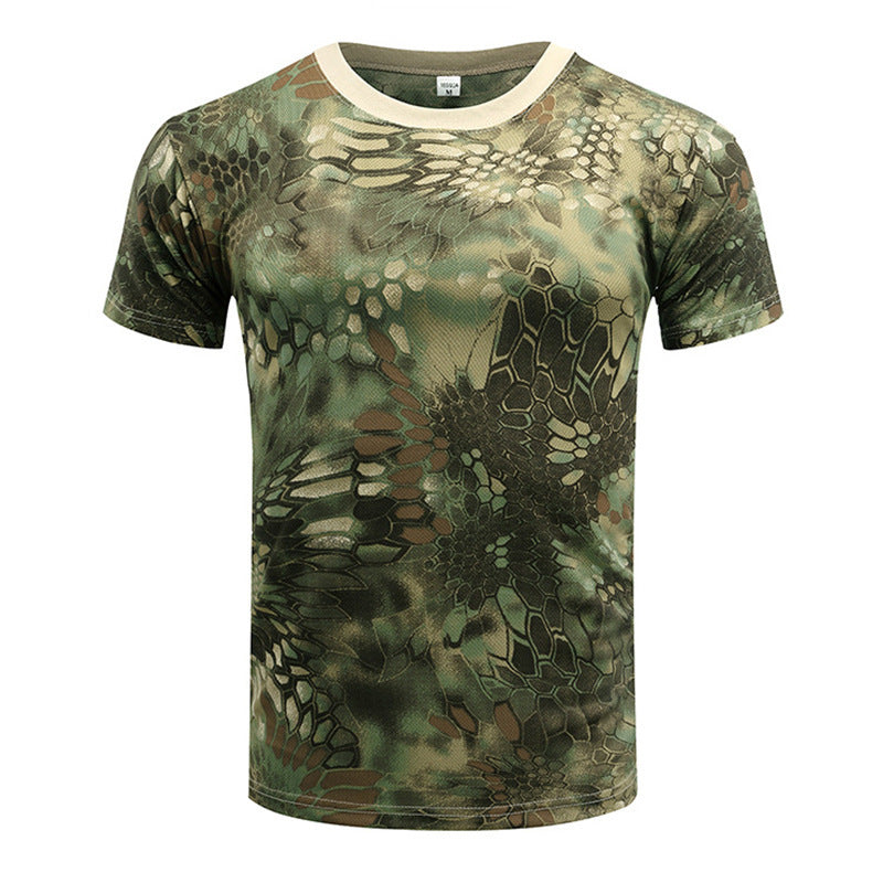 Camiseta deportiva de manga corta de camuflaje para exteriores, de secado rápido, para hombre, para entrenamiento físico al aire libre, camiseta táctica de verano