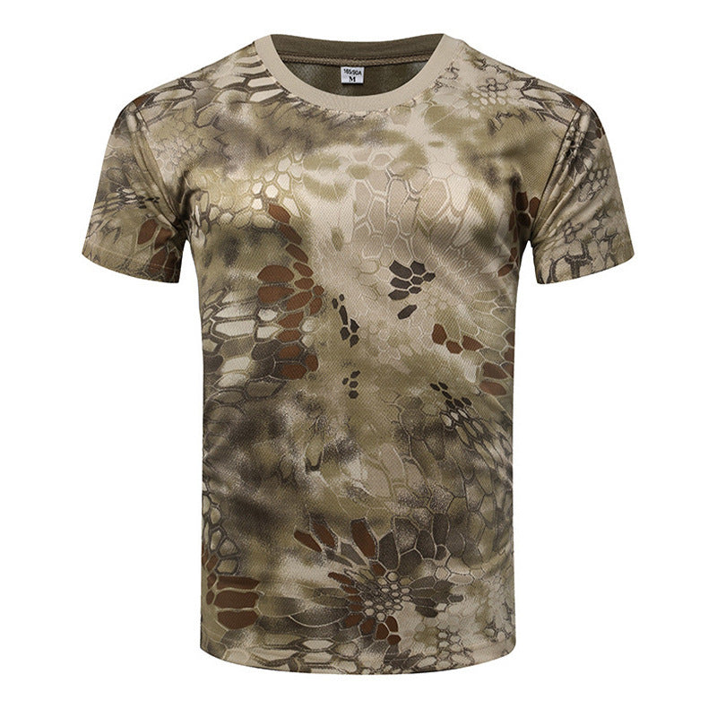 Camiseta deportiva de manga corta de camuflaje para exteriores, de secado rápido, para hombre, para entrenamiento físico al aire libre, camiseta táctica de verano