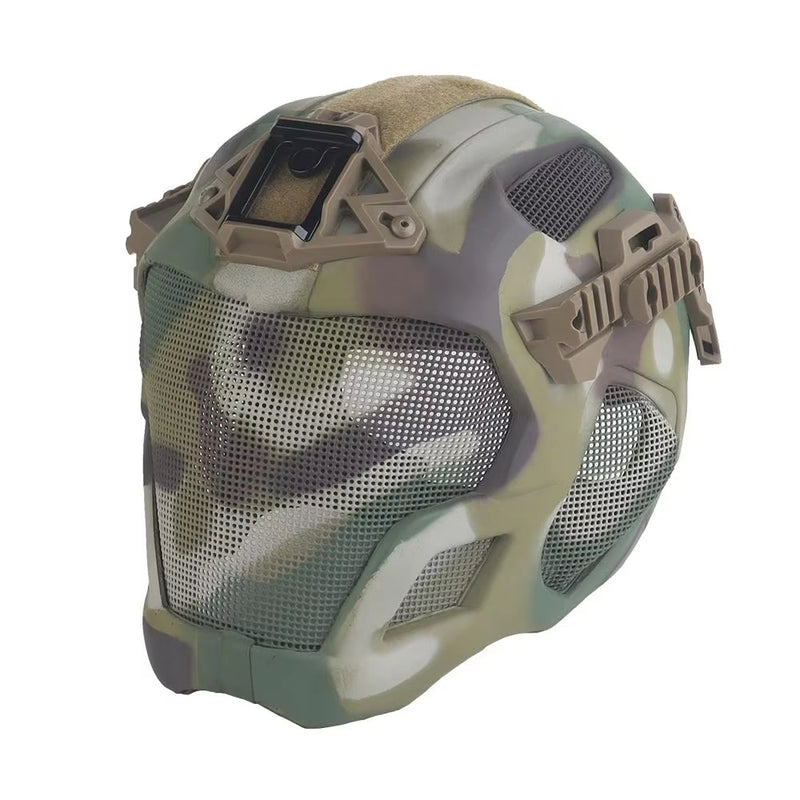 Casco táctico ligero de EVA para caza, airsoft, etc. Máscara de malla de acero incluida, ideal para cosplay.
