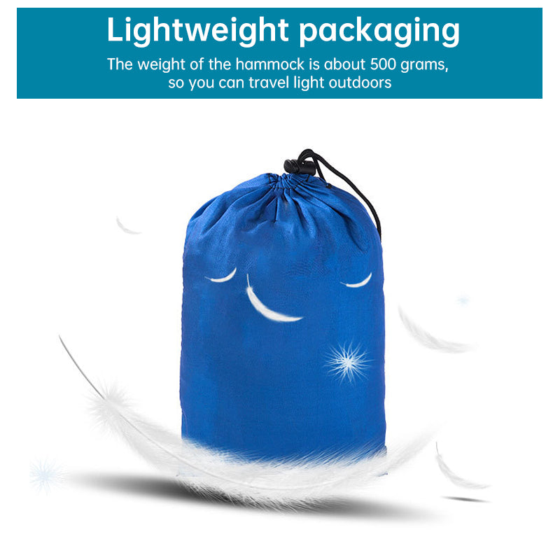 Hamaca ligera de nailon doble para camping con correas. Ideal para viajes, playa, jardín y patio.