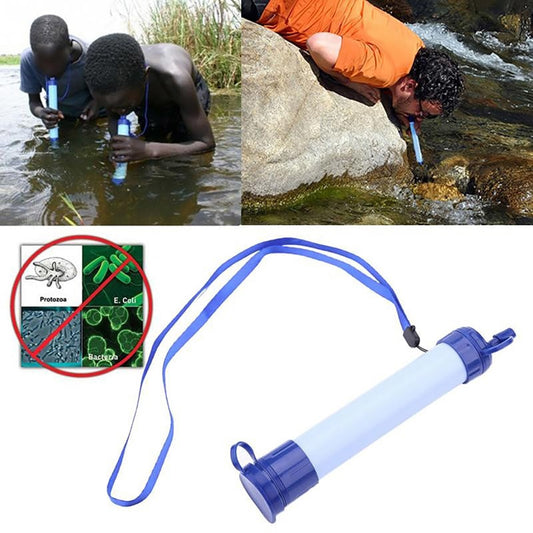 Purificador portátil, filtro de agua de paja, herramienta esencial para actividades al aire libre.