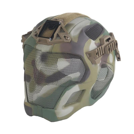 Casco táctico ligero de EVA para caza, airsoft, etc. Máscara de malla de acero incluida, ideal para cosplay.