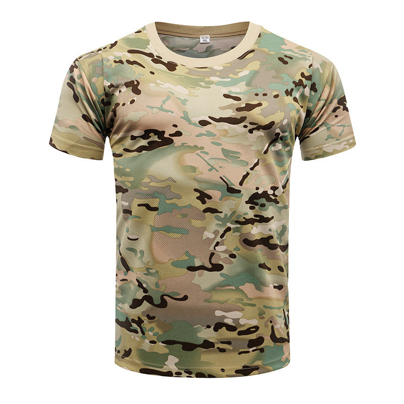 Camiseta deportiva de manga corta de camuflaje para exteriores, de secado rápido, para hombre, para entrenamiento físico al aire libre, camiseta táctica de verano