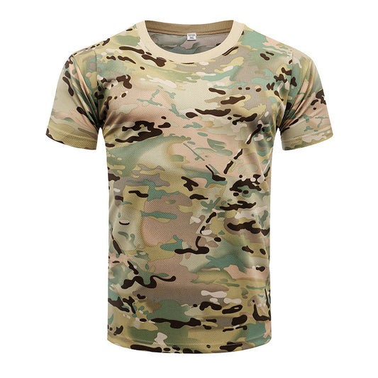 Camiseta deportiva de manga corta de camuflaje para exteriores, de secado rápido, para hombre, para entrenamiento físico al aire libre, camiseta táctica de verano