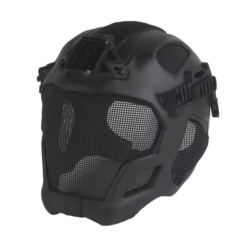 Casco táctico ligero de EVA para caza, airsoft, etc. Máscara de malla de acero incluida, ideal para cosplay.