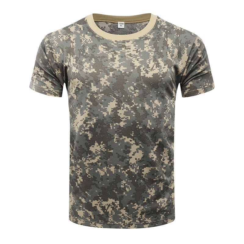 Camiseta deportiva de manga corta de camuflaje para exteriores, de secado rápido, para hombre, para entrenamiento físico al aire libre, camiseta táctica de verano