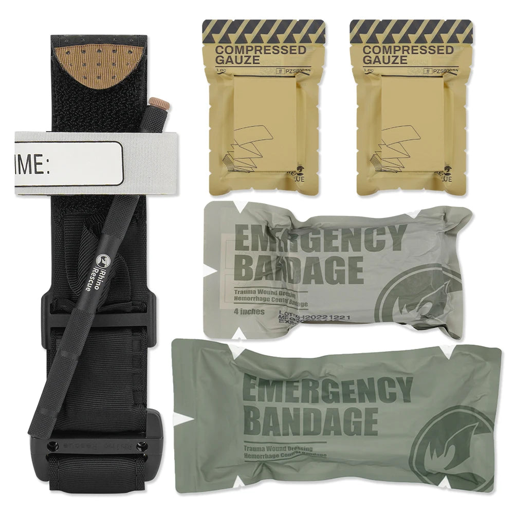 Kit de rescate de traumatología de rinoceronte, kit médico de equipo de supervivencia combinado, táctico para primeros auxilios de emergencia, suministros de repuesto IFAK