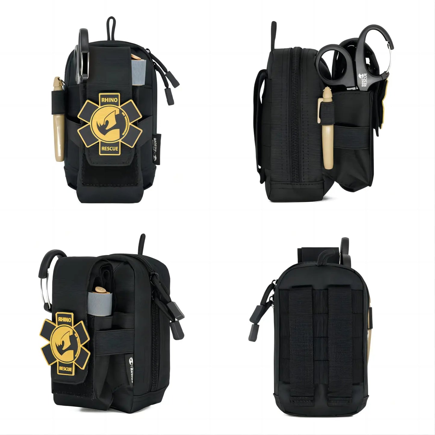 Rhino Rescue EDC Kit de primeros auxilios, Kit táctico de supervivencia, Kit de Trauma, bolsas de herramientas de utilidad Molle para acampar y senderismo